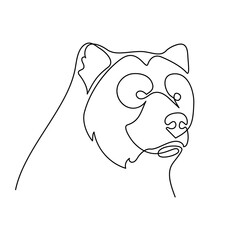 Bear portrait in continuous line art drawing style. Brown bear head minimalist black linear sketch isolated on white background. Vector illustration