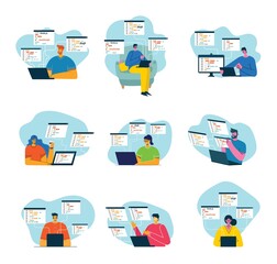 Programming and coding, Website development, Web design.Flat design modern vector illustration concept.