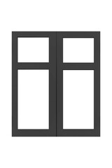 Vintage black metal window frame isolaed on a white background