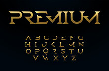 Premium Alphabet, Royal Style Golden Font, Modern Type For Elite Logo, Headline, Monogram, Creative Lettering And Beautiful Typography. Minimal Style Serif Letters, Vector Typographic Design.
