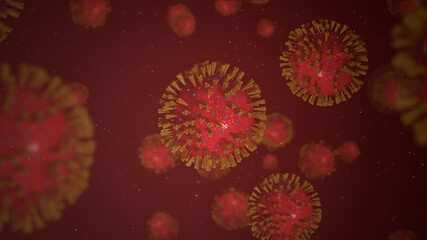 Wall Mural - Group of virus cells. 3D illustration of Coronavirus cells	