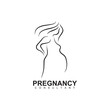 Woman pregnant icon logo design template