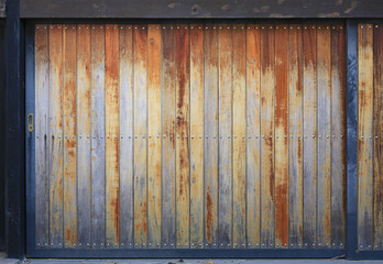 Wall Mural - Wooden fence wall background. Old wood door plank