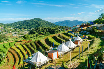 Wall Mural - Mon Jam Chiang Mai, Thailand-November 1, 2019: Mon Jam, The morning view of the vacation spot on Doi Mon Jam is very beautiful, Chiang Mai, Thailand.