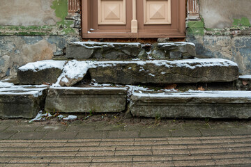 Wall Mural - Stone threshold and part of door.