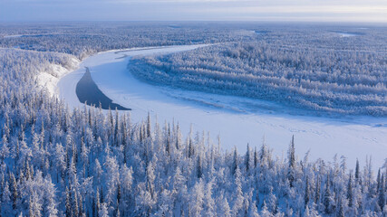 Wall Mural - frozen lake in winter