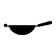 Wok frying pan glyph icon. Kitchen appliance