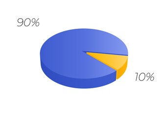 3d pie. Isometric cycle diagram for infographics in 2 parts. Vector chart can be used for graph, report, presentation.