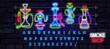 Vector realistic isolated neon set icons of Hookah for decoration and covering on the wall background. Concept of hookah lounge.