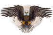 The eagle. Flying bald eagle. 
Color, realistic, art portrait of a soaring bald eagle on a white background in a watercolor style.  Digital vector graphics. Separate layers