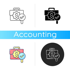 Sticker - Business controlling icon. Managing different process in company. Changing procedures in business. Strong budget creation. Linear black and RGB color styles. Isolated vector illustrations