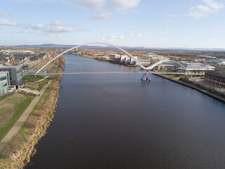 Canvas Print - The river tees at Stockton on tees showing the river and urban landscape