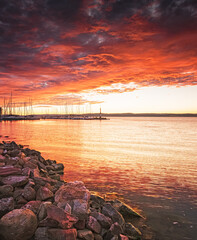 Wall Mural - Colorful sunset over lake Balaton, Hungary