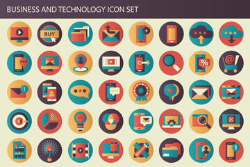 Wall Mural - business, management and technology modern and colorful icon set for websites and mobile application