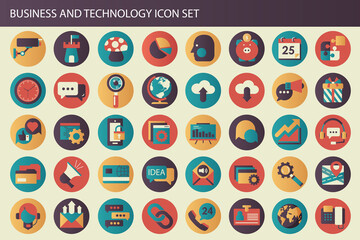 Wall Mural - business, management and technology modern and colorful icon set for websites and mobile application