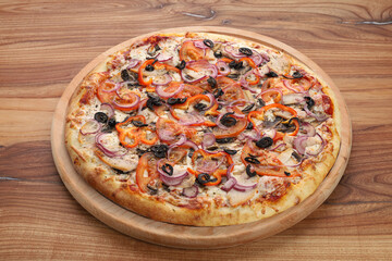 pizza with salami and olives