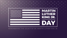 Martin Luther King Jr Day Lettering And USA Flag - Vector Illustration