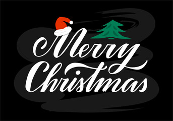 Vector illustration of merry christmas lettering for banner, poster, greeting card, sign board, souvenirs, stickers, clothes design. Handwritten calligraphic text for web or print
