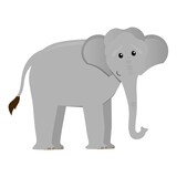 Fototapeta Dinusie - cute cartoon flat elephant from side, vector isolated on white, illustration for children