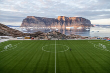 Uummannaq Football Field, North Greenland. One The Most Beautiful Places To Play Soccer In The World.