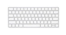 Close Up White Computer Keyboard Isolated On White Background With Clipping Path