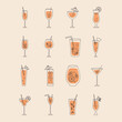cocktail drinks icon set, colorful design