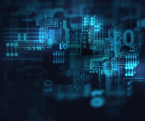Leinwandbilder - blue geometric  shape abstract technology background
