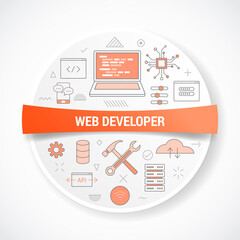 Wall Mural - web website developer with icon concept with round or circle shape