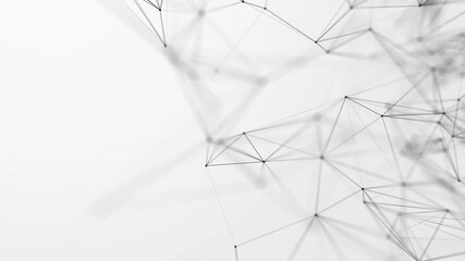 Abstract wirefrane black and white visual of technology social network communication concept 3d rendered video background loop seamless.