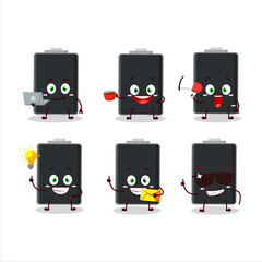 Sticker - Empty battery cartoon character with various types of business emoticons