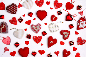 Wall Mural - Many different hearts on a white background.