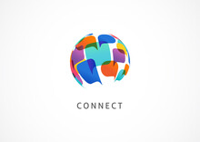 Communication, Connect The World Concept Design, Abstract Logo Template 