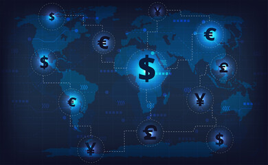 Aufkleber - International currency exchange concept.