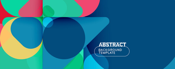 Flat geometric round shapes and dynamic lines, abstract background. Vector illustration for placards, brochures, posters and banners