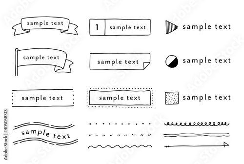 手描き風のフレーム 枠のセット イラスト 線 飾り 装飾 見出し シンプル 素材 Canvas Print Yugoro