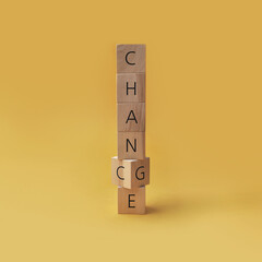 wooden cubes with inscriptions: chance and change. changes and new chances in a person's life