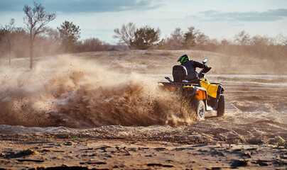 Wall Mural - Cross-country quad bike race, extreme sports