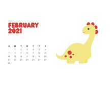 2021 Dinosaur Calendar, Dino Calendar 2021, Kids Room Wall Art, Sunday Start Printable Calendar, Monthly Landscaped Calendar For Kids