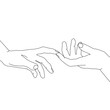 Hands Couple Line Art Drawing. Minimal One Line Illustration of Couple Love. Hands Continuous Line Drawing. Modern Minimalist Contour Illustration. Vector EPS 10.
