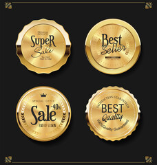 Sticker - Collection of golden badges labels and tags