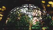 Green And Brown Floral Glass Window