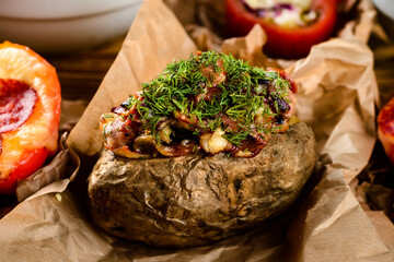 Canvas Print - baked sweet potato stuffed