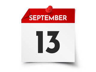 September 13 day calendar