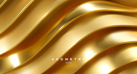 Wall Mural - wavy golden ribbons. minimalist background