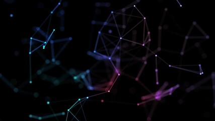 Wall Mural - digital data connection moving dots and lines transform. global network connection structure. 3d. co