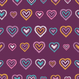 Fototapeta  - Fun hand drawn doodle hearts seamless pattern, lovely background, great for Valentine's Day, Mother's Day, wallpapers, wrapping, textiles, banners - vector design