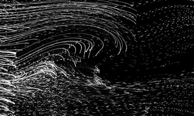 Wall Mural - Black and white background with waves and twirls