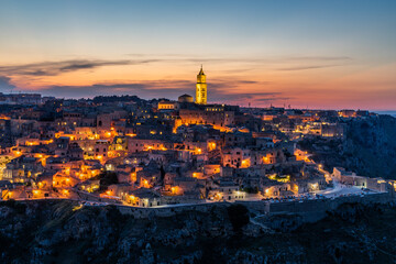 Wall Mural - Scenic sunset over Sassi ancient district of Matera, Basilicata, southern Italy