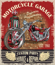 Vintage Motorcycle Poster.