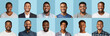 © Prostock-studio - Collage of happy black men smiling on blue backgrounds